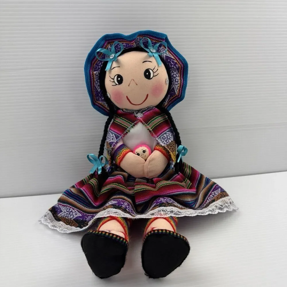 Peruvian Andean Cloth Doll Handmade Folk Art Textile Girl Figure Peru